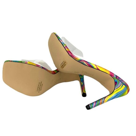 Rouge Helium Women's High Heel Square Slip On Sandals Clear Multicolor Size 9 - Picture 5 of 6